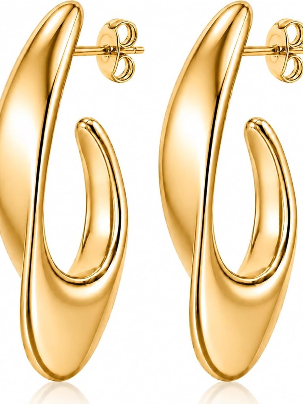 Gold Earrings for Women,14K Gold Plated Chunky Teardrop Hoop Stud Earrings for S